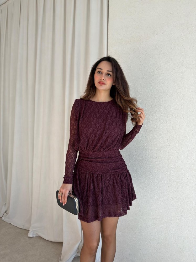 AMETİS Mini Elbise 3698 - Mürdüm - Mooi Butik