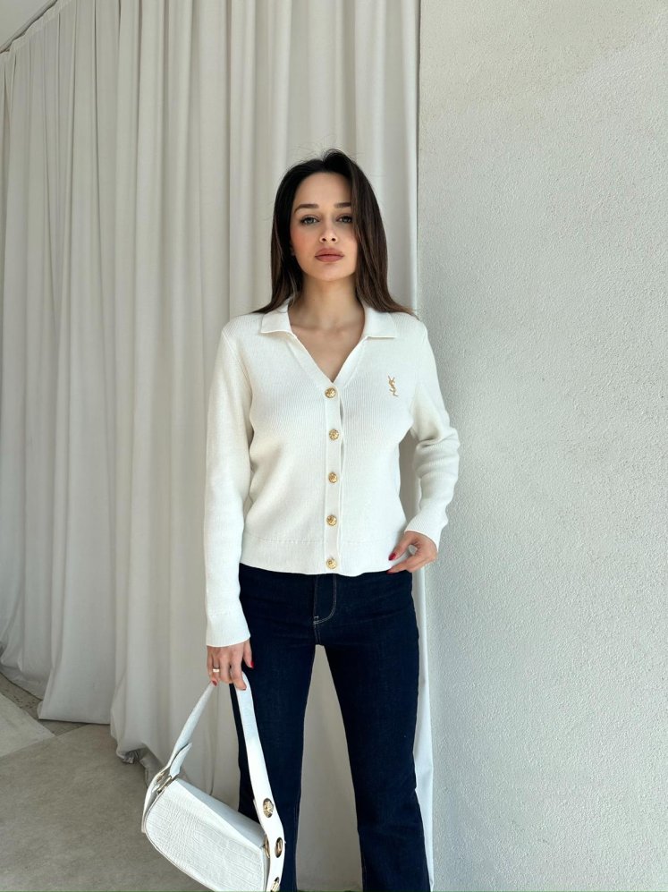  AMORE Triko Hırka 8801 - Beyaz - Mooi Butik