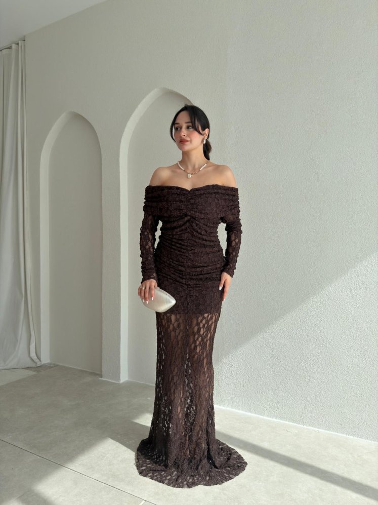 ANDERSON Maxi Elbise 8877 - Acı Kahve - Mooi Butik