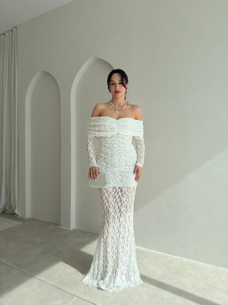 ANDERSON Maxi Elbise 8877 - Beyaz - Mooi Butik