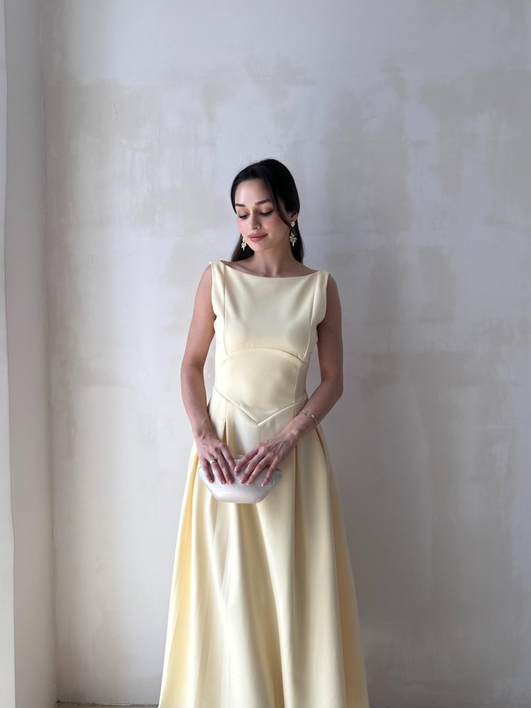 ANGEL Midi Elbise 8963 - Sarı - Mooi Butik