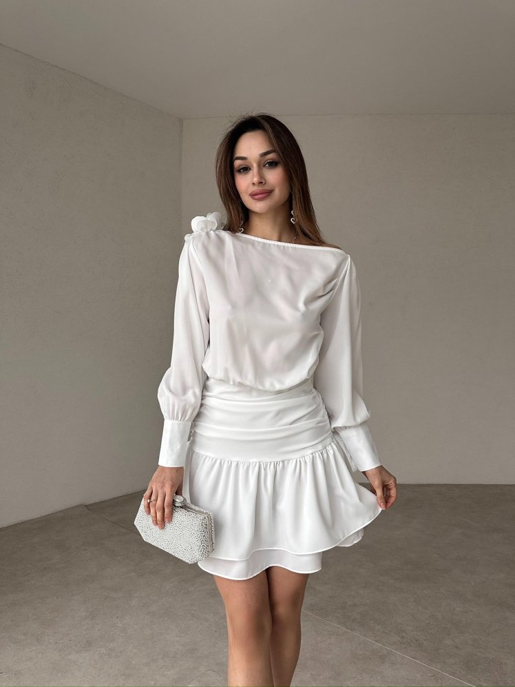 ANİKA Mini Elbise 2028 - Beyaz - Mooi Butik