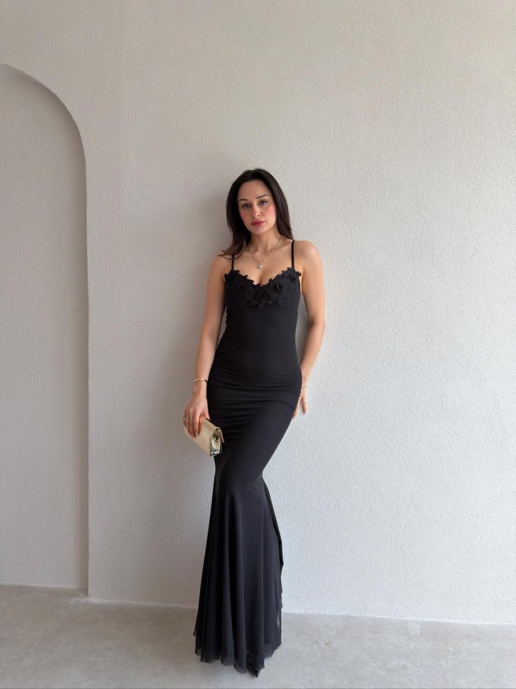 ANTHRO Maxi Elbise 8558 - Siyah - Mooi Butik