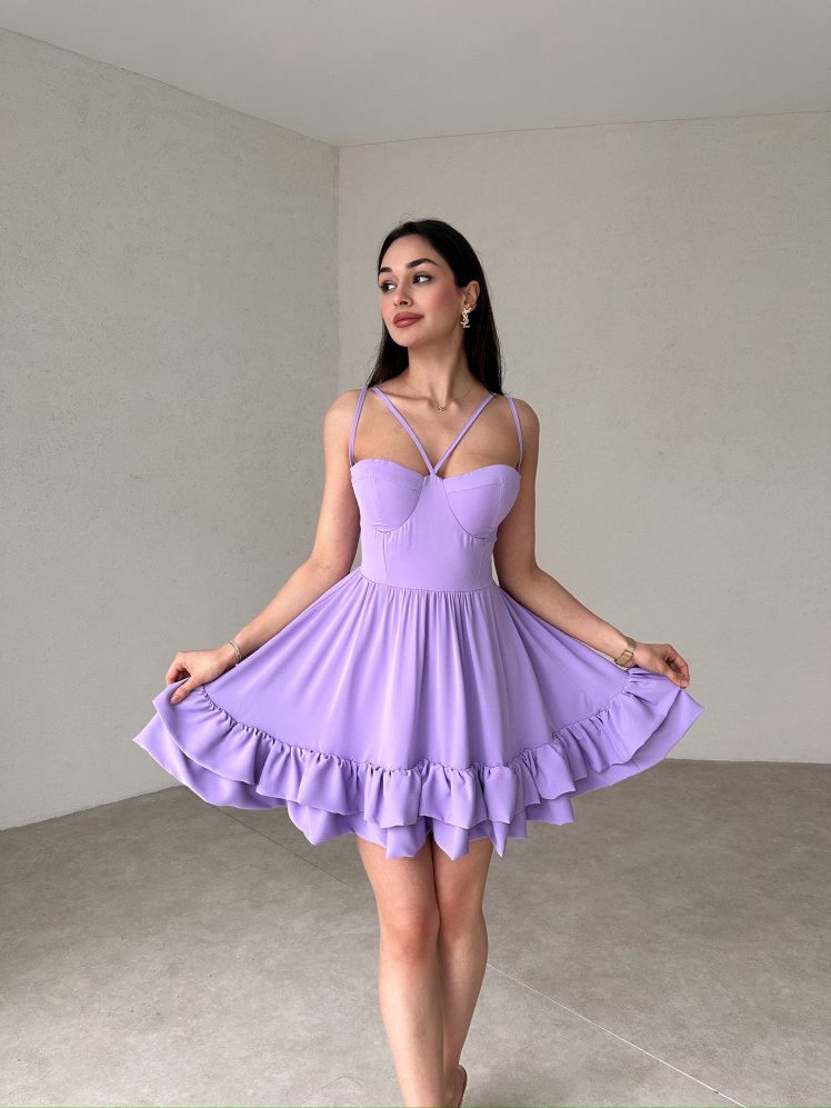 Antonella Mini Elbise 0384 - Lila - Mooi