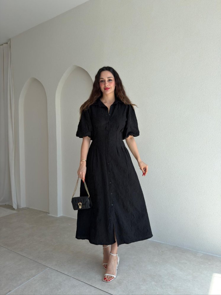 ANTONİO Midi Elbise 9520 - Siyah - Mooi Butik