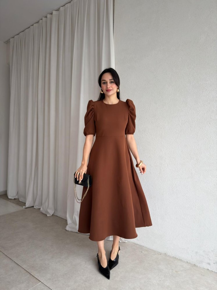 APOLLO Midi Elbise 8682 - Kahverengi - Mooi Butik