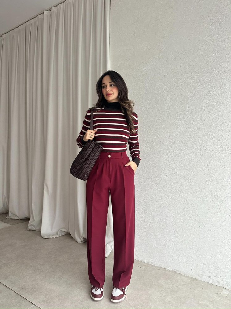 AROA Pantolon 2649 - Bordo - Mooi Butik