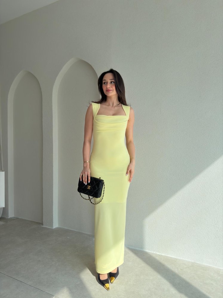 AROW Maxi Elbise 2784 - Sarı - Mooi Butik