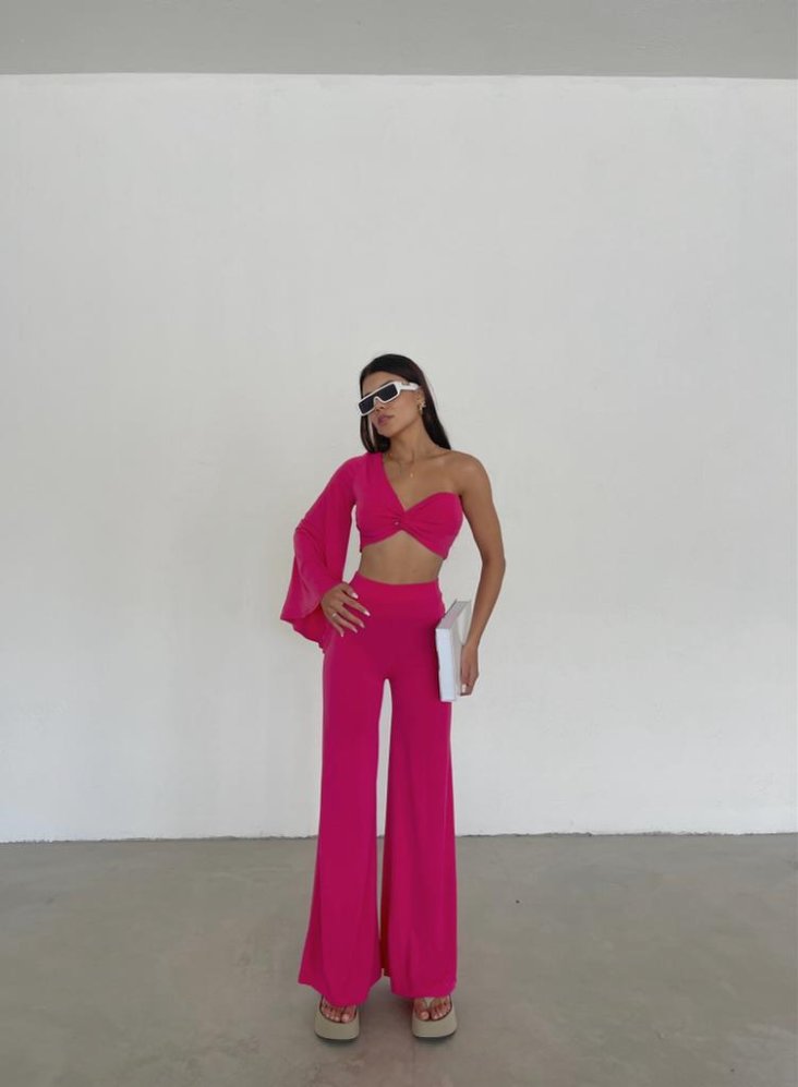 Asimetrik Tasarım SALMON Takım 6433 - Fuşya - Mooi Butik