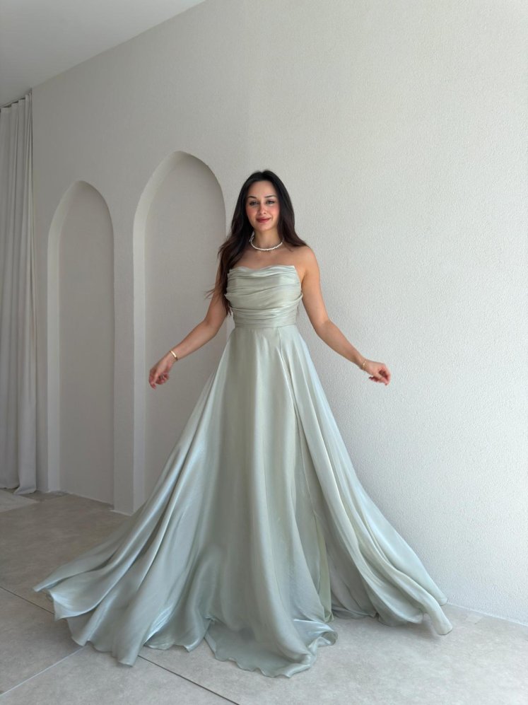 AVENYA Straplez Maxi Elbise 4011 - Mint - Mooi Butik