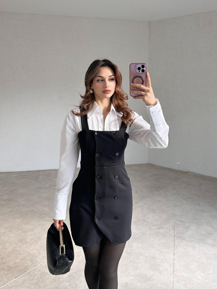 BABLY Mini Salopet Elbise 7310 - Siyah - Mooi Butik