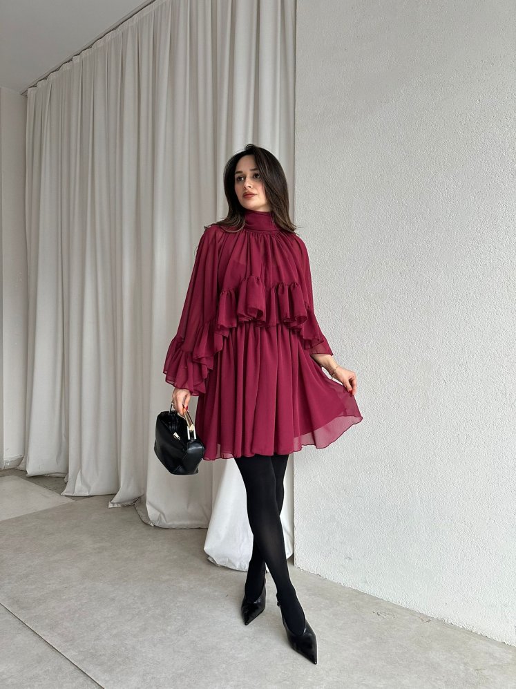 BAHAMA Elbise 8738 - Bordo - Mooi Butik
