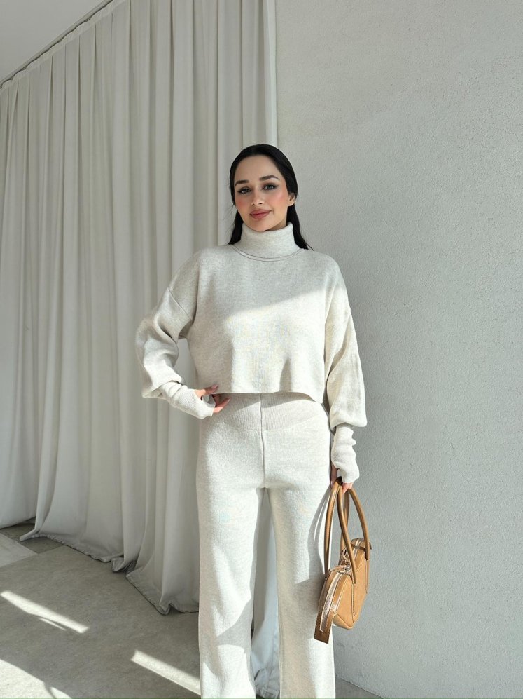 Balıkçı Yaka SARTRE Takım 2978 - Taş - Mooi Butik