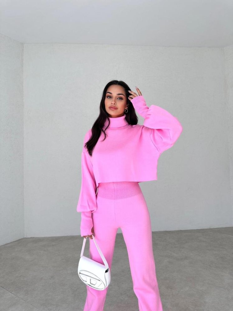 Balıkçı Yaka SARTRE Takım 2978 - Pembe - Mooi Butik