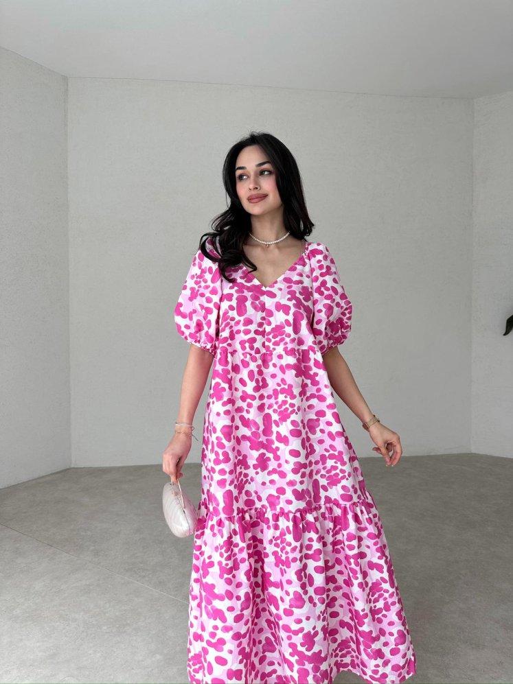 Balon Kol Maxi REGAL Elbise 2977 - Pembe - Mooi Butik