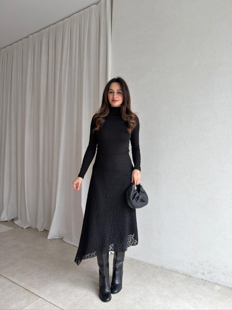 BAMBİ Dantelli Etek 8847 - Siyah - Mooi Butik