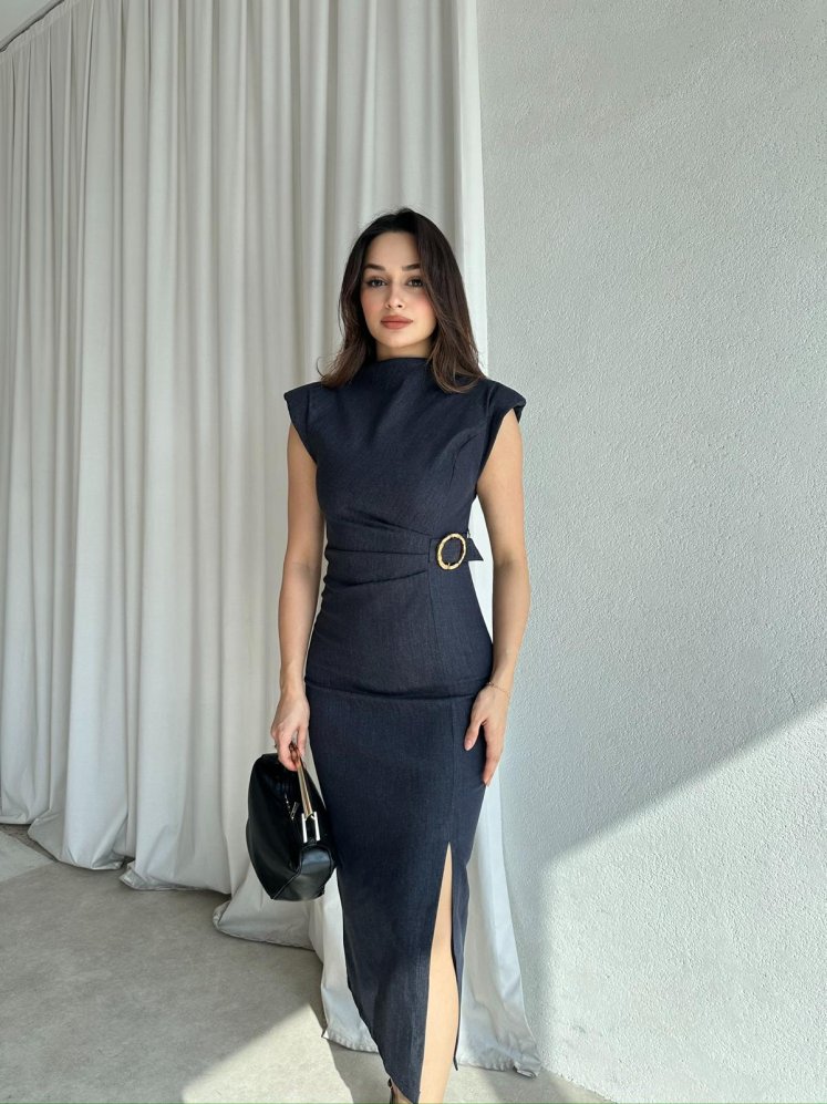 BAROSSA Midi Elbise 8364 - Lacivert - Mooi Butik