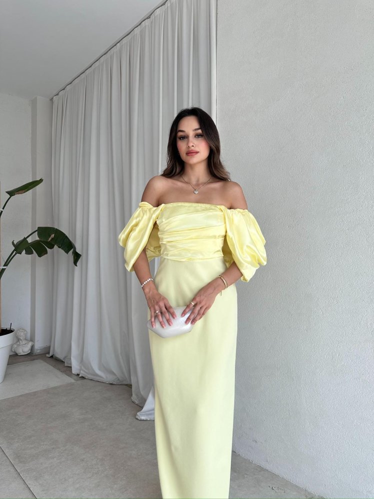 BARUCCİ Maxi Elbise 7005 - Sarı - Mooi Butik