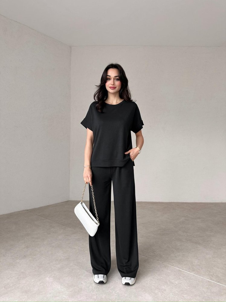 Modal Kumaş İkili Carlo Takım - Siyah - Mooi