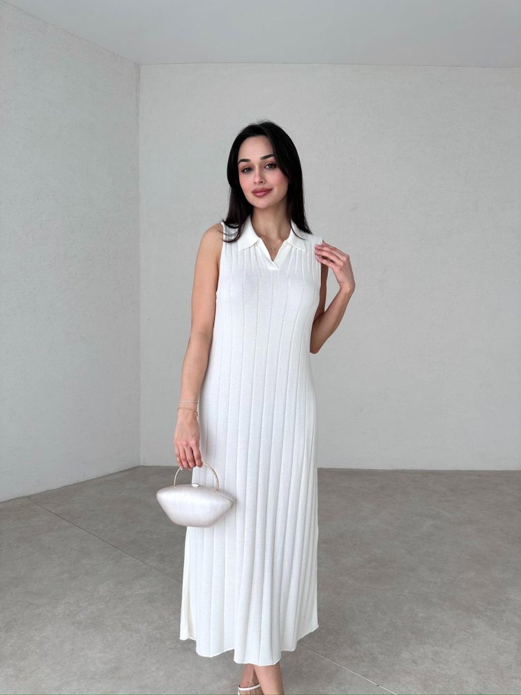 Basic Tasarım Midi SUTTER Elbise 8933 - Beyaz - Mooi Butik