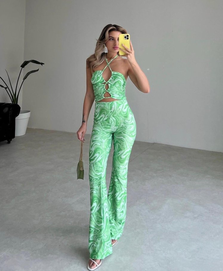 BATİK Desenli İkili Takım 4792 - Yeşil - Mooi Butik