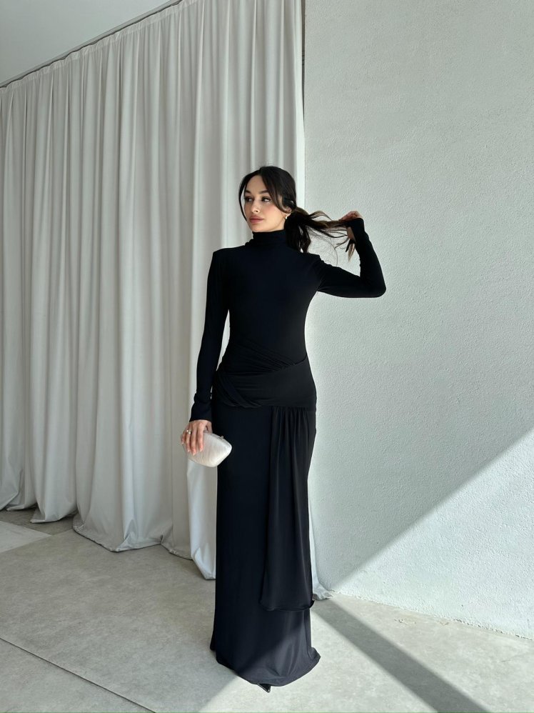 BECA Maxi Elbise 8630 - Siyah - Mooi Butik