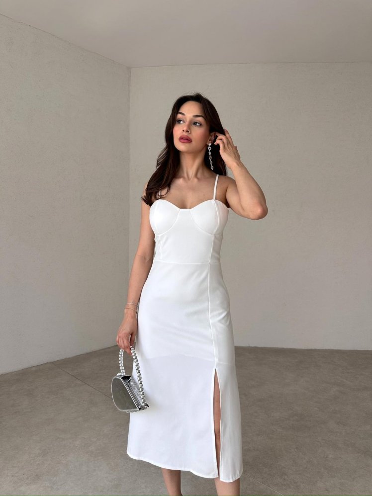 BELASCO Midi Elbise 9050 - Beyaz - Mooi Butik