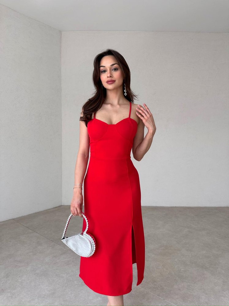 BELASCO Midi Elbise 9050 - Kırmızı - Mooi Butik