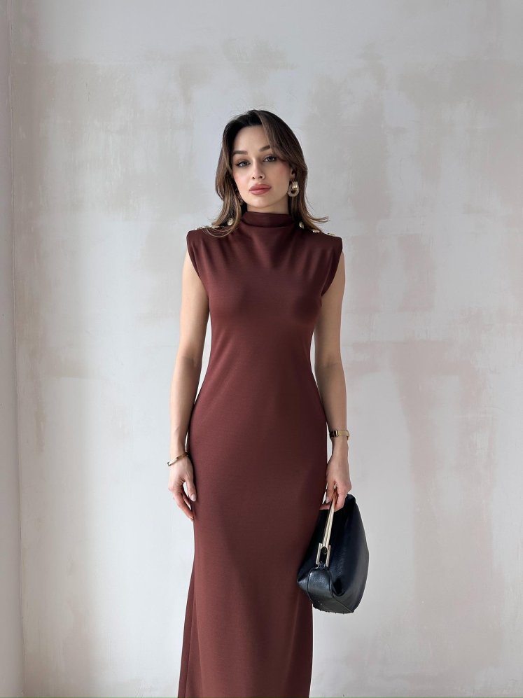 BELGRA Maxi Elbise 5048 - Acı Kahve - Mooi Butik