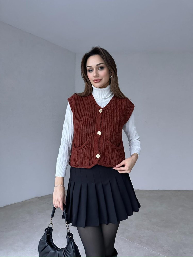 BELLOC Yelek 6773 - Acı Kahve - Mooi Butik