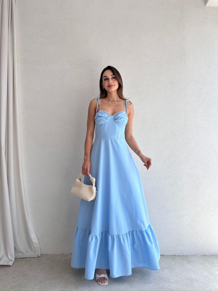 BELLOW Maxi Elbise 9333 - Mavi - Mooi Butik