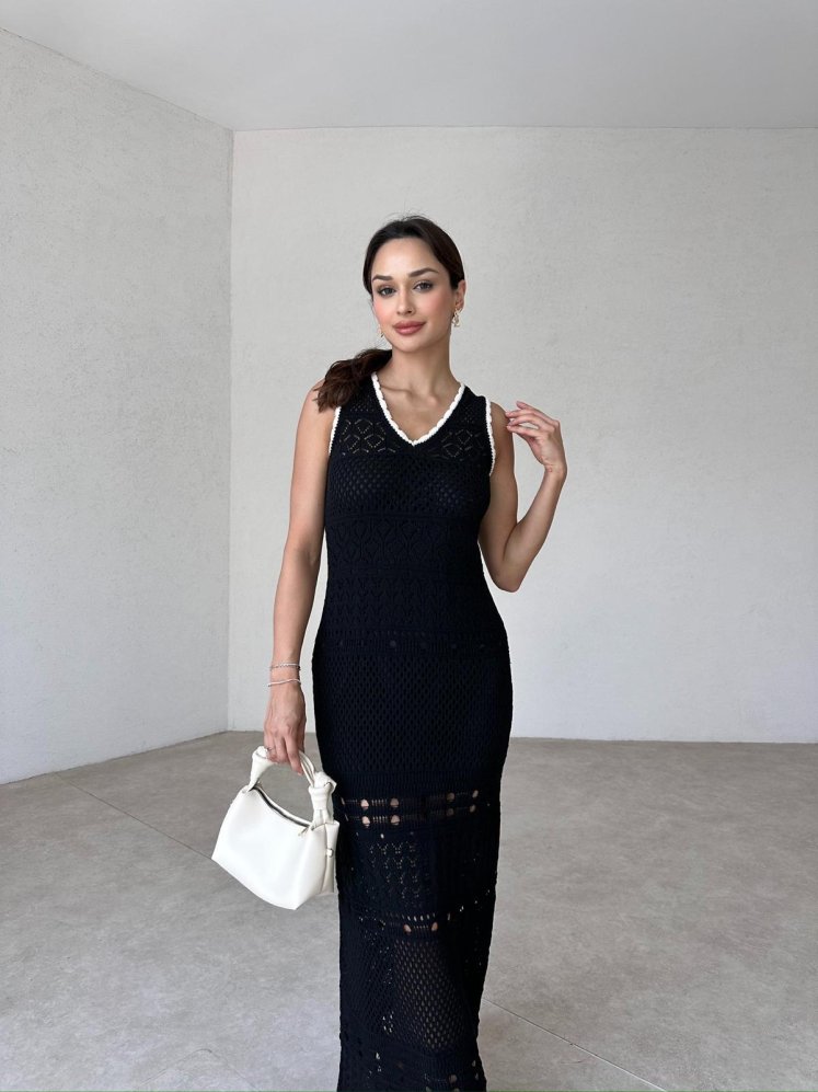 BENNET Maxi triko Elbise 4000 - Siyah - Mooi Butik