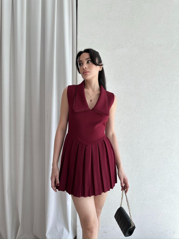 BENZ Mini Elbise 3932 - Bordo - Mooi Butik