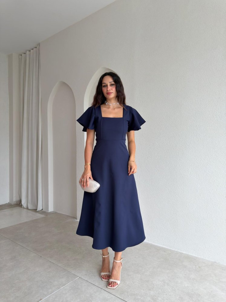 BERNOTTİ Midi Elbise 3682 - Lacivert - Mooi Butik
