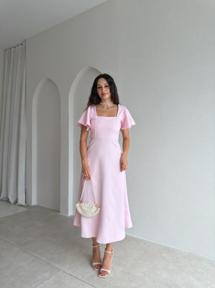 BERNOTTİ Midi Elbise 3682 - Pudra - Mooi Butik