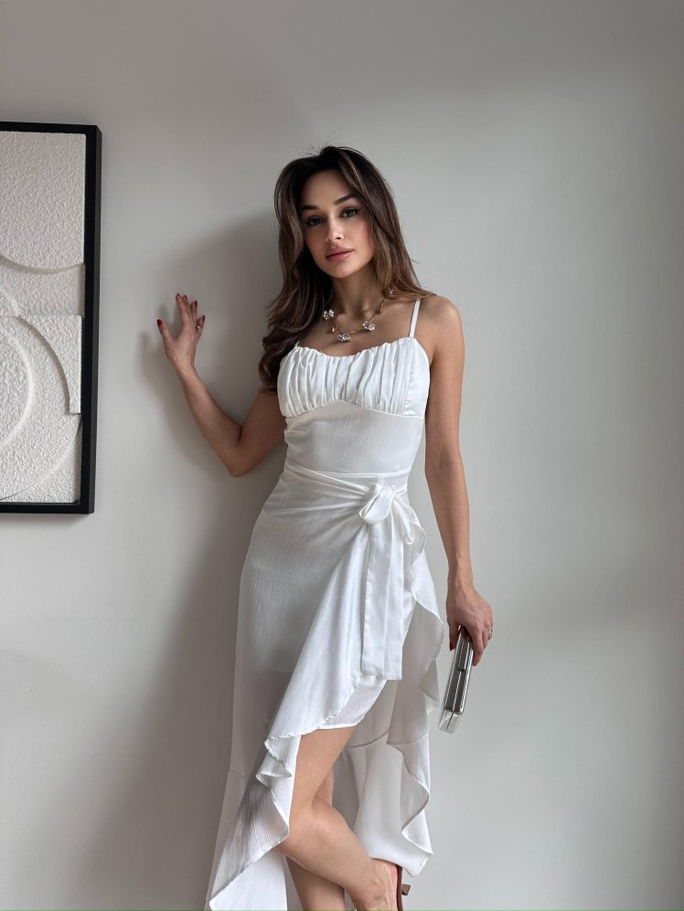 BESTOW Mini Elbise 2441 - Beyaz - Mooi Butik