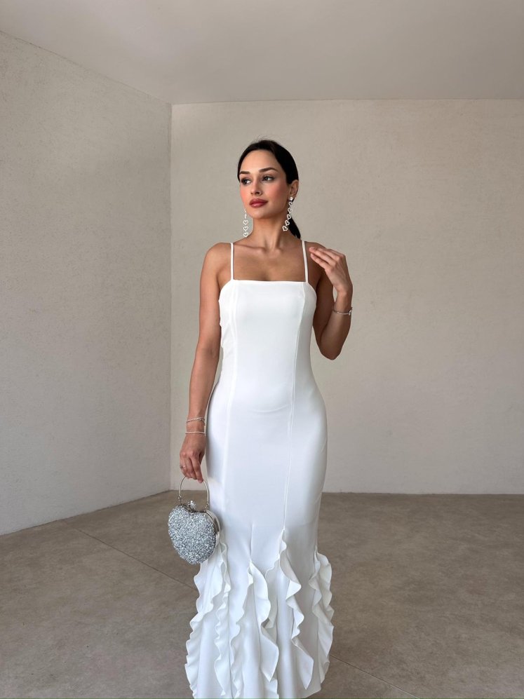 BETA Maxi Elbise 1016 - Beyaz - Mooi Butik