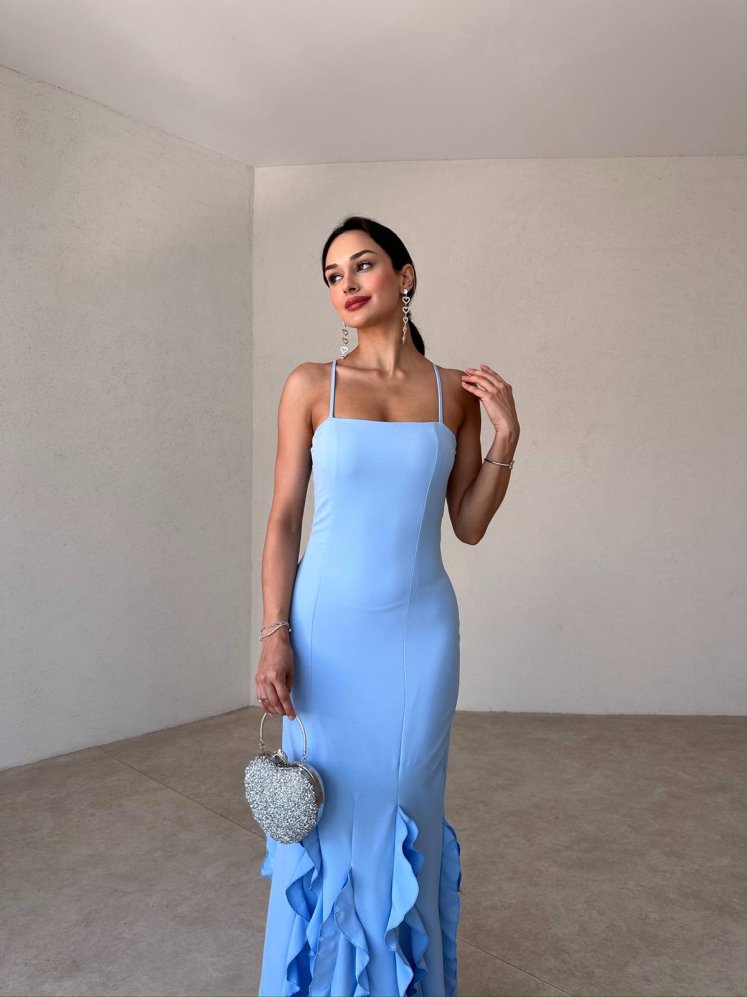 BETA Maxi Elbise 1016 - Mavi - Mooi Butik