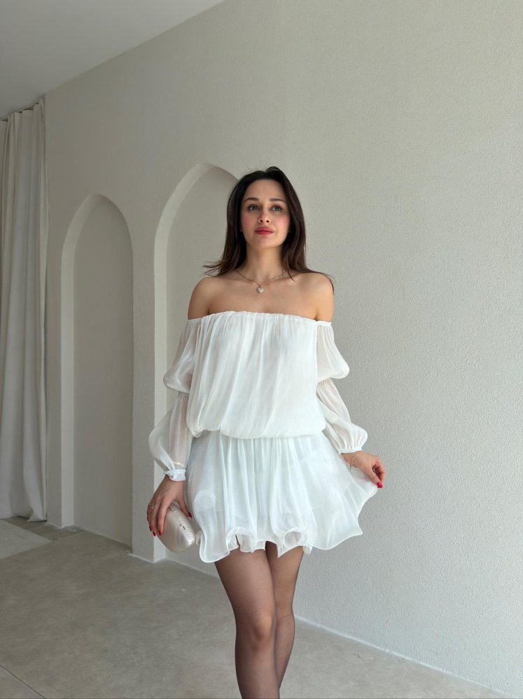 BLOSSOM Mini Elbise 8134 - Beyaz - Mooi Butik