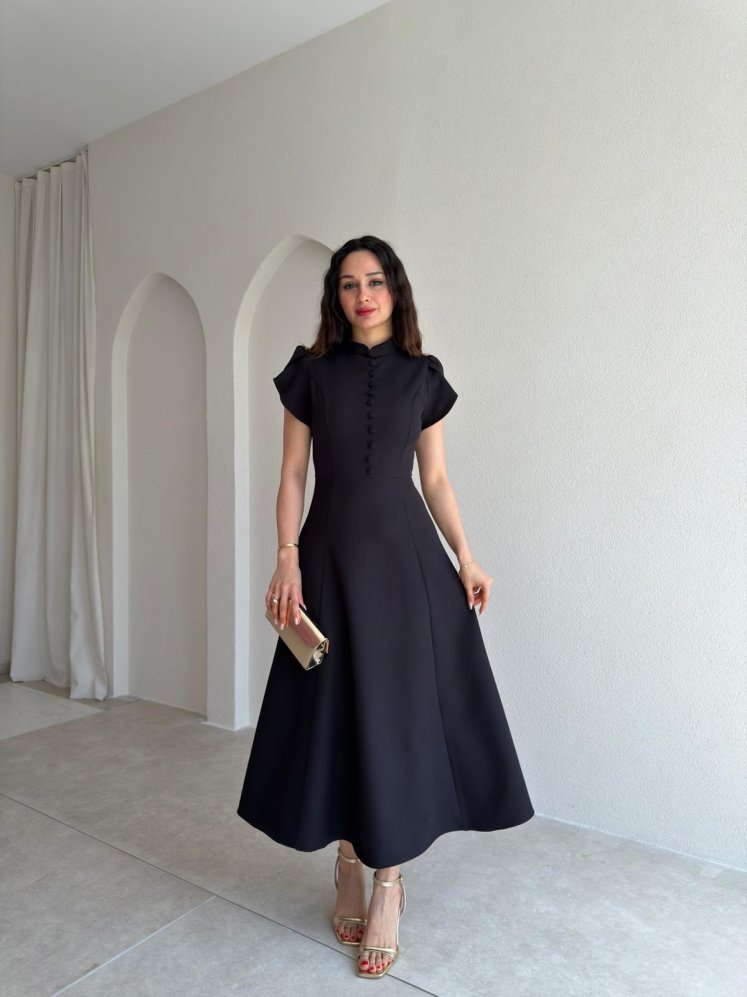 BOGOTA Midi Elbise 8947 - Siyah - Mooi Butik