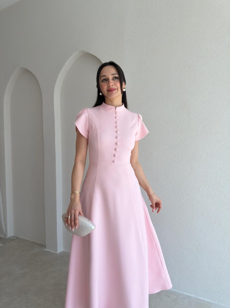 BOGOTA Midi Elbise 8947 - Pembe - Mooi Butik