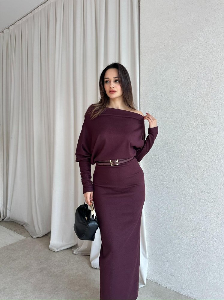 BOORMAN Midi Elbise 3943 - Mürdüm - Mooi Butik