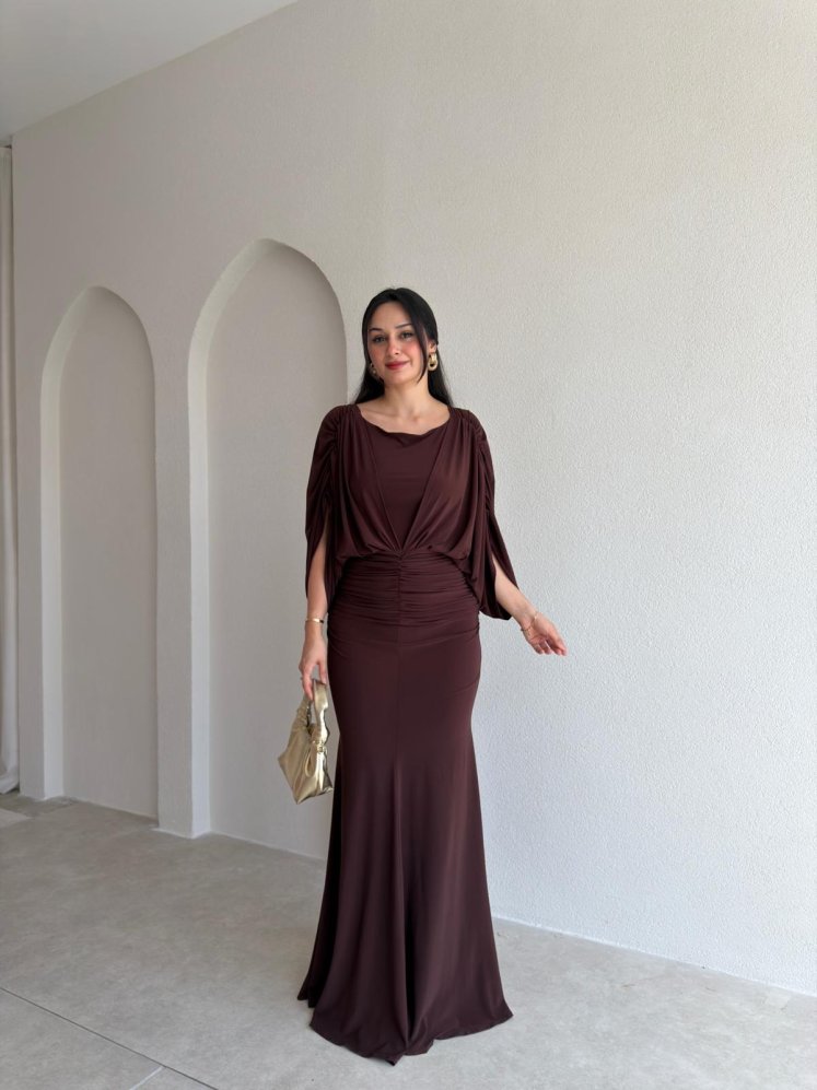 BORİS Maxi Elbise 6695 - Acı Kahve - Mooi Butik