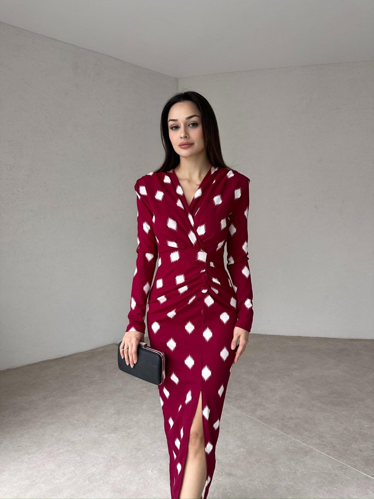 BRADLEY Midi Elbise 5421 - Bordo - Mooi Butik