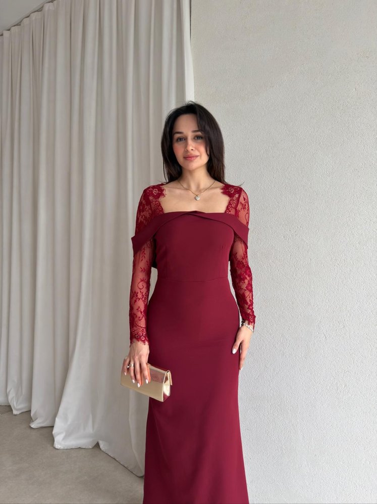 BRANDY Midi Elbise 8831 - Bordo - Mooi Butik