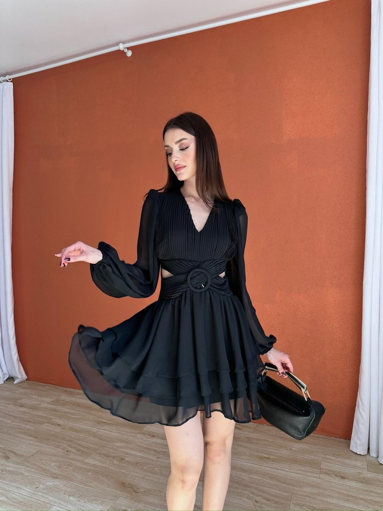 BRENDA Mini Elbise 3733 - Siyah - Mooi Butik