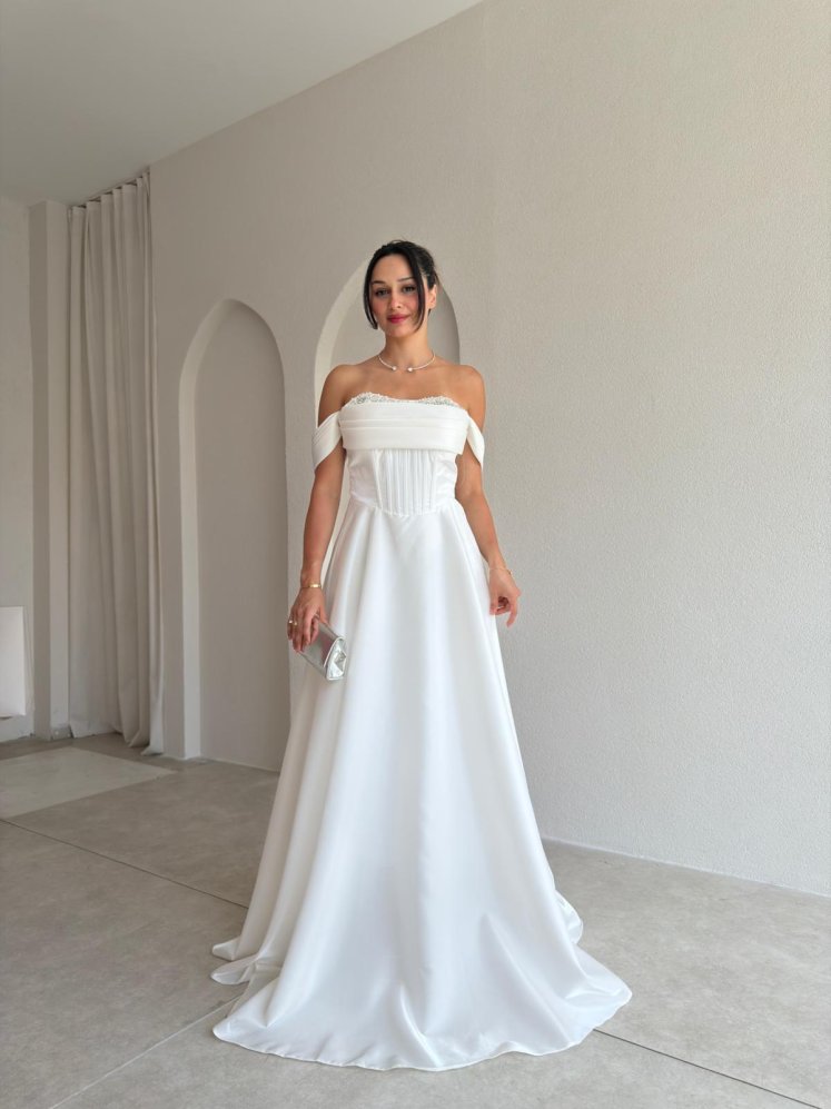 BRİENA Maxi Elbise 8515 - Beyaz - Mooi Butik