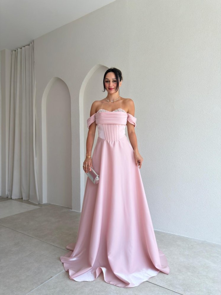 BRİENA Maxi Elbise 8515 - Pudra - Mooi Butik