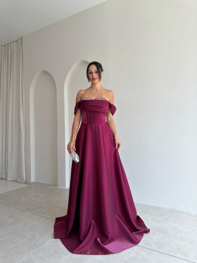 BRİENA Maxi Elbise 8515 - Mürdüm - Mooi Butik