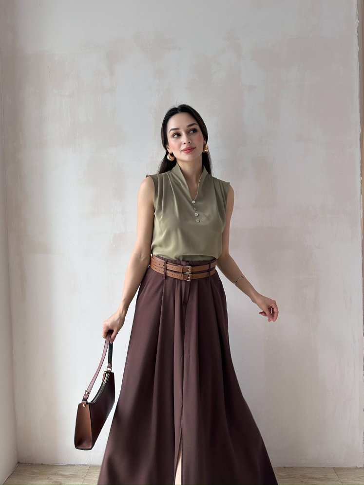 BRİTİSH Bluz 5084 - Haki - Mooi Butik